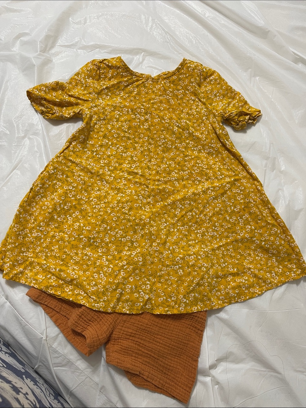 Old Navy Mustard Yellow Floral Short-Sleeve Swing Dress